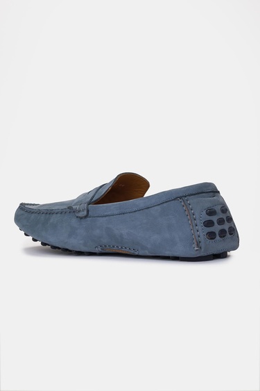  Erkek Açık Mavi Nubuk Loafer