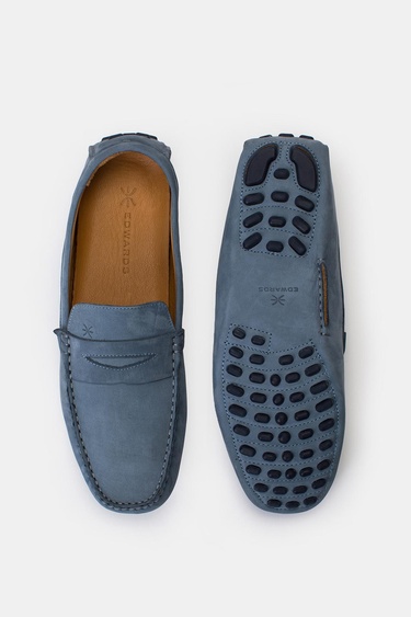  Erkek Açık Mavi Nubuk Loafer