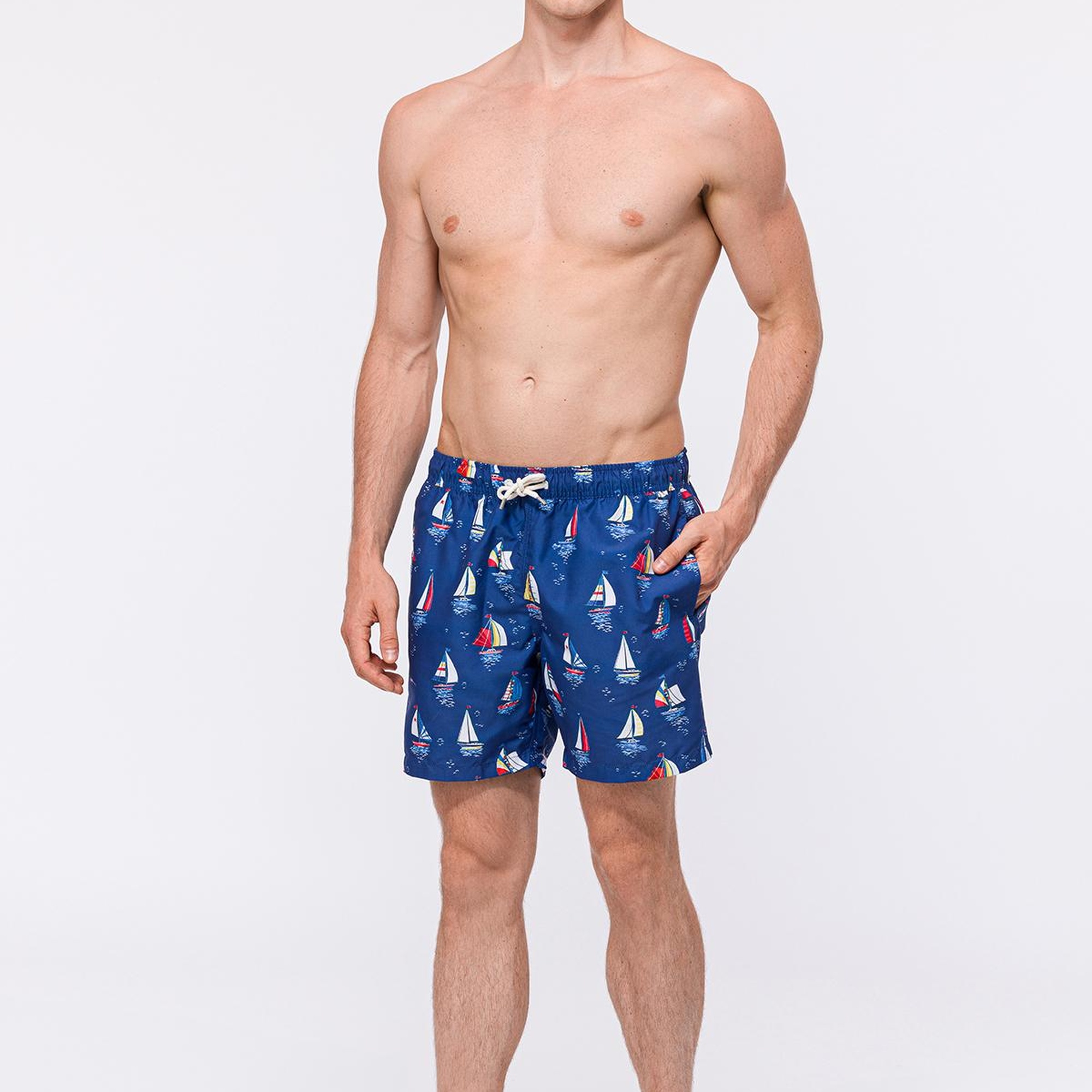 Erkek İndigo Baskılı Mayo Şort