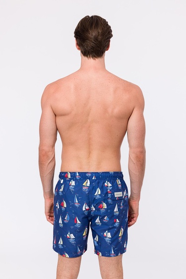  Erkek İndigo Baskılı Mayo Şort