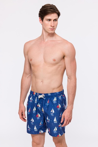  Erkek İndigo Baskılı Mayo Şort