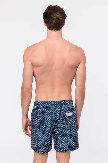  Erkek Lacivert Baskılı Mayo Şort