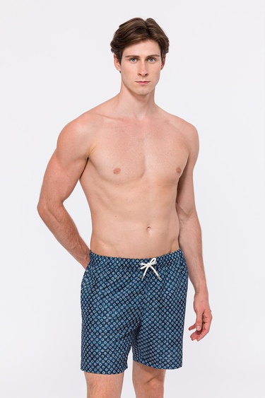  Erkek Lacivert Baskılı Mayo Şort