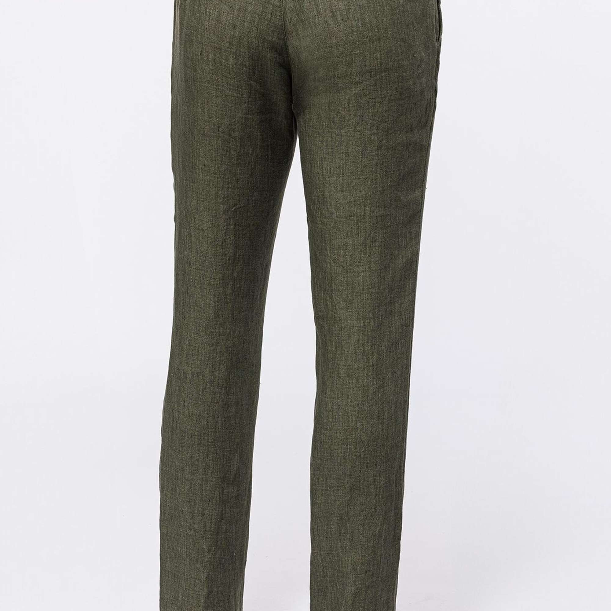 Erkek Haki Leomaster Bağcıklı Keten Pantolon