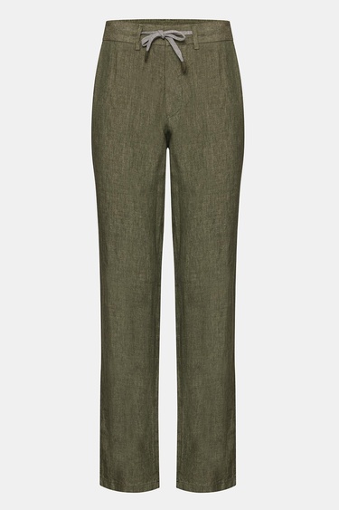  Erkek Haki Leomaster Bağcıklı Keten Pantolon