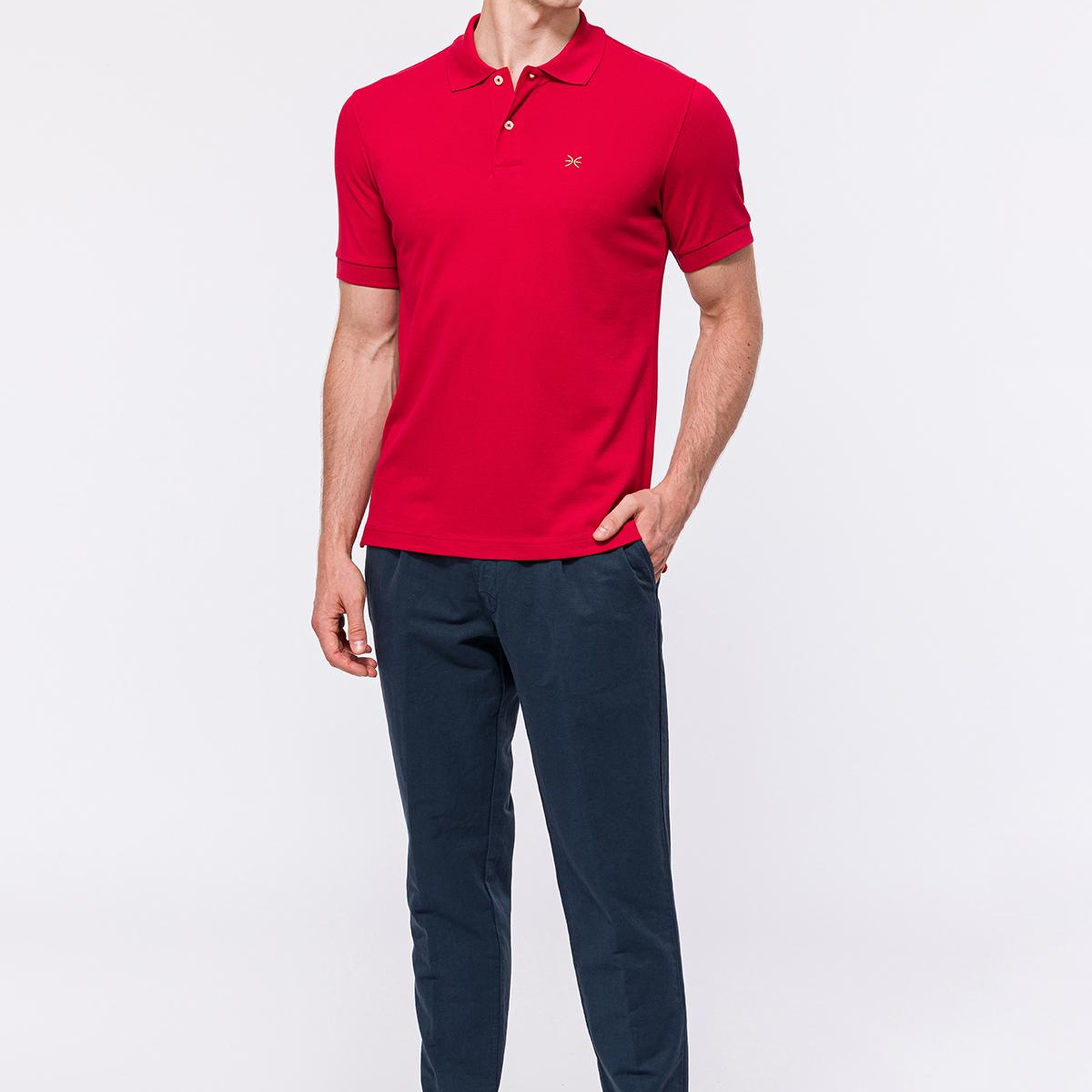 Erkek Kırmızı Kısa Kollu Polo Yaka T-Shirt