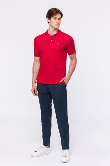  Erkek Kırmızı Kısa Kollu Polo Yaka T-Shirt