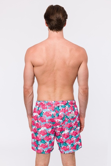  Erkek Koyu Pembe Baskılı Mayo Şort