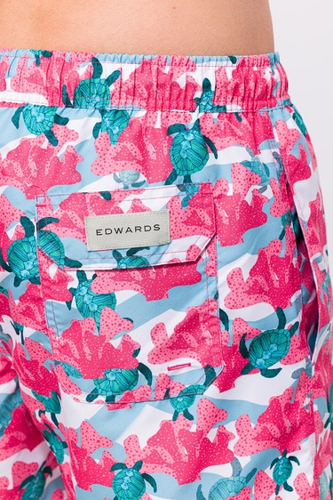  Erkek Koyu Pembe Baskılı Mayo Şort