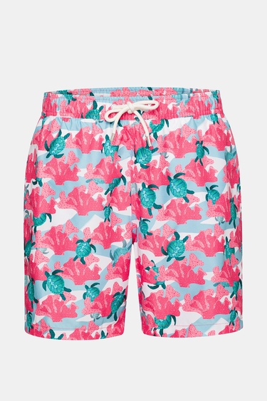  Erkek Koyu Pembe Baskılı Mayo Şort