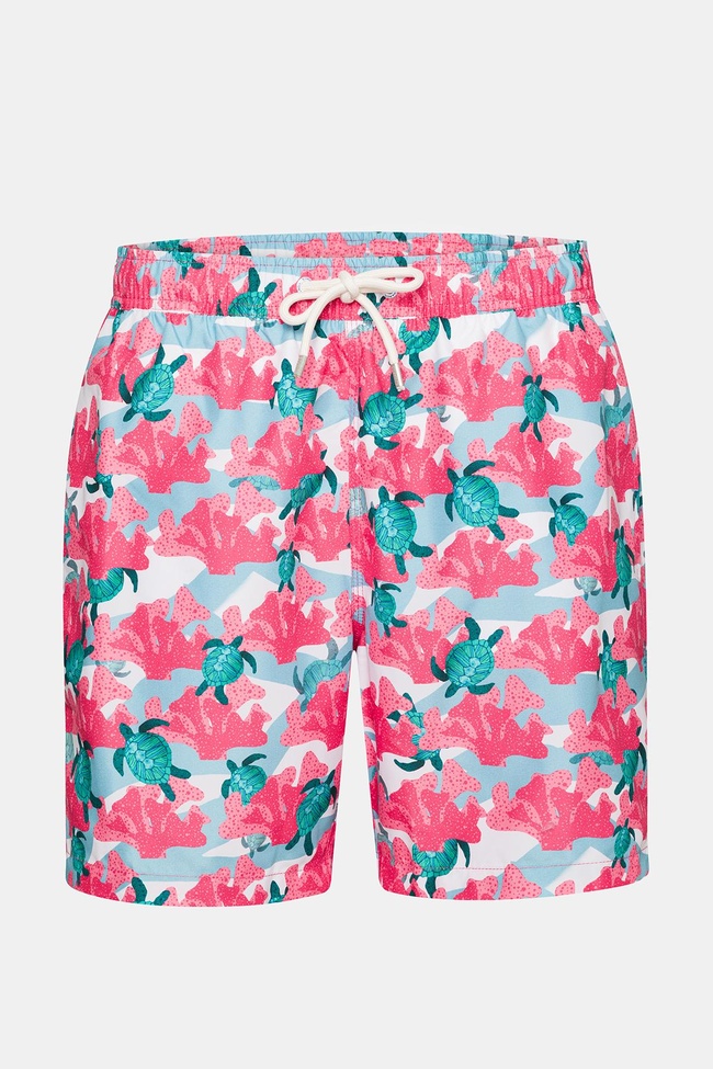  Erkek Koyu Pembe Baskılı Mayo Şort