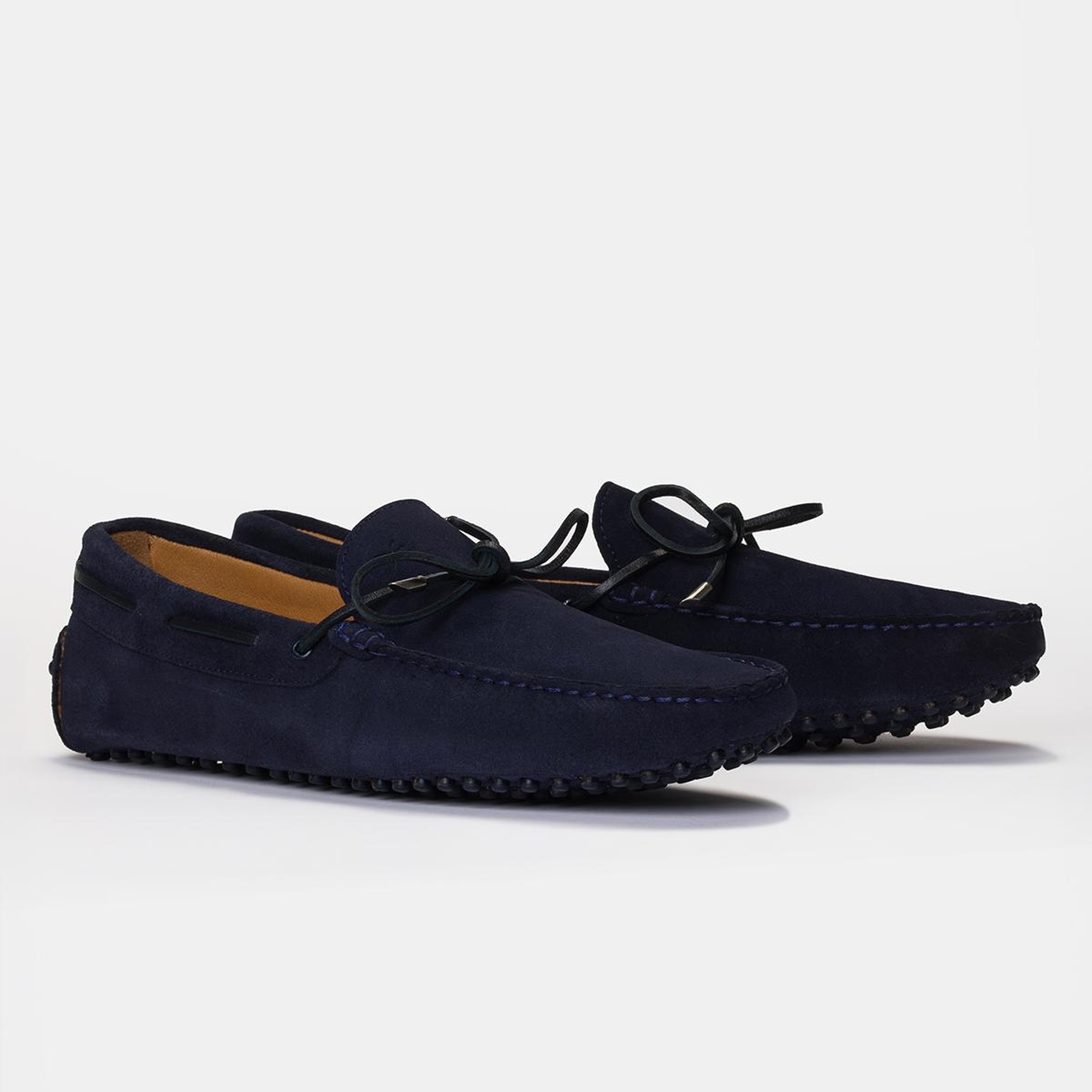 Erkek Lacivert Bağcık Detaylı Süet Loafer