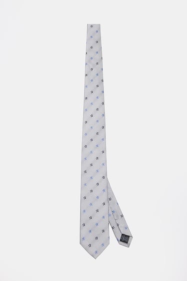  Erkek Gri Desenli İpek Kravat