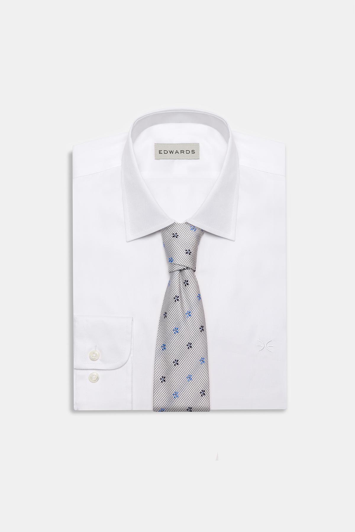  Erkek Gri Desenli İpek Kravat