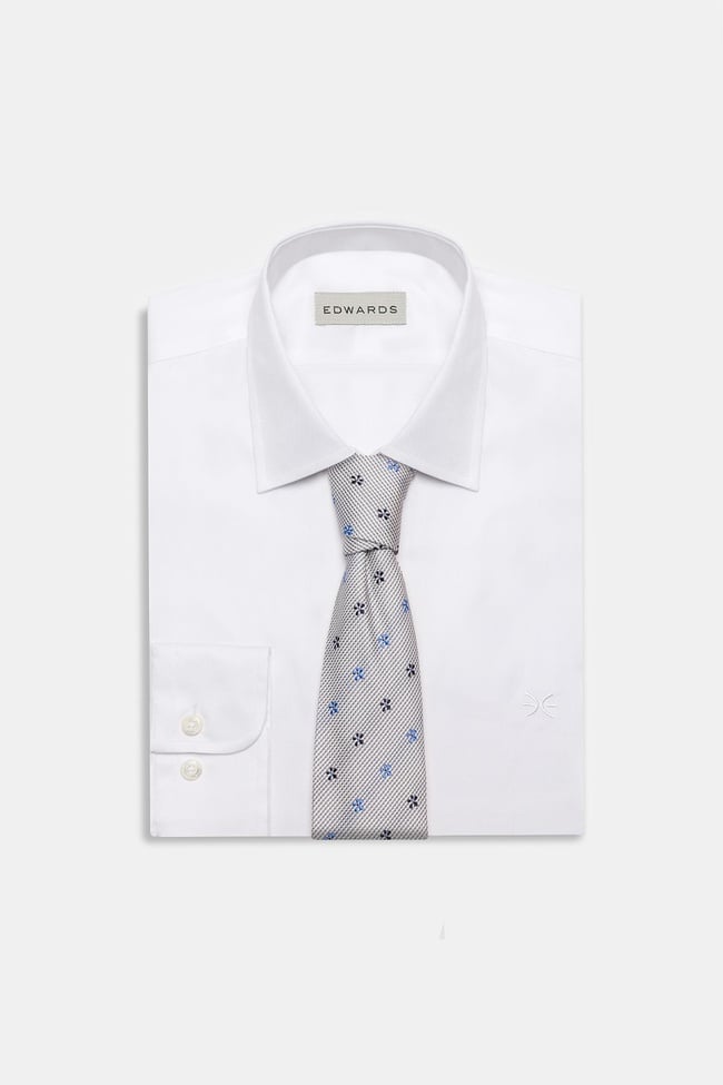  Erkek Gri Desenli İpek Kravat