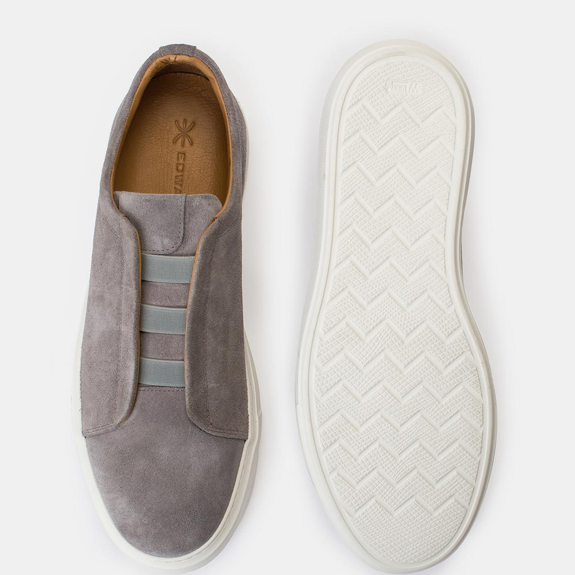 Erkek Gri Bağcıksız Süet Sneaker