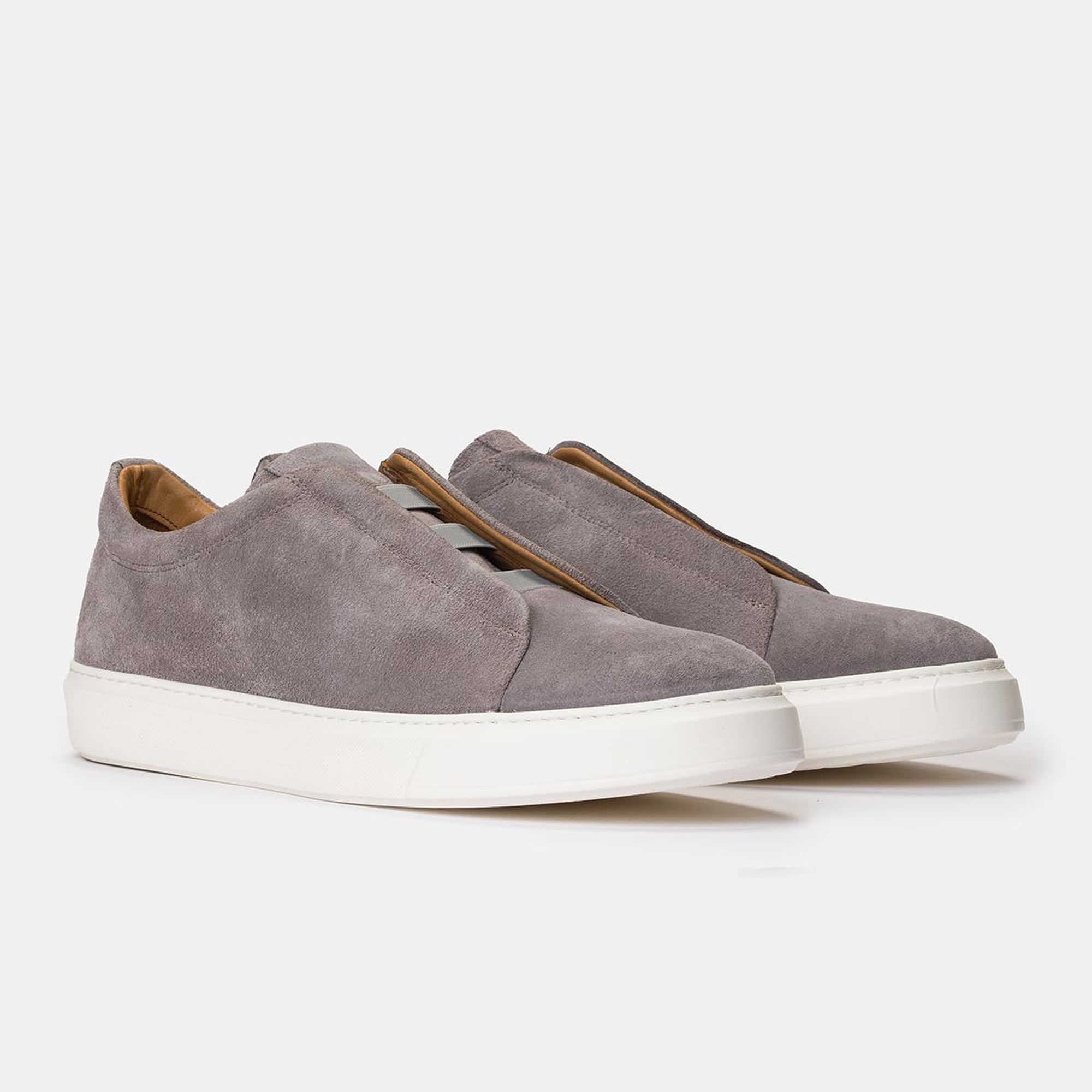 Erkek Gri Bağcıksız Süet Sneaker