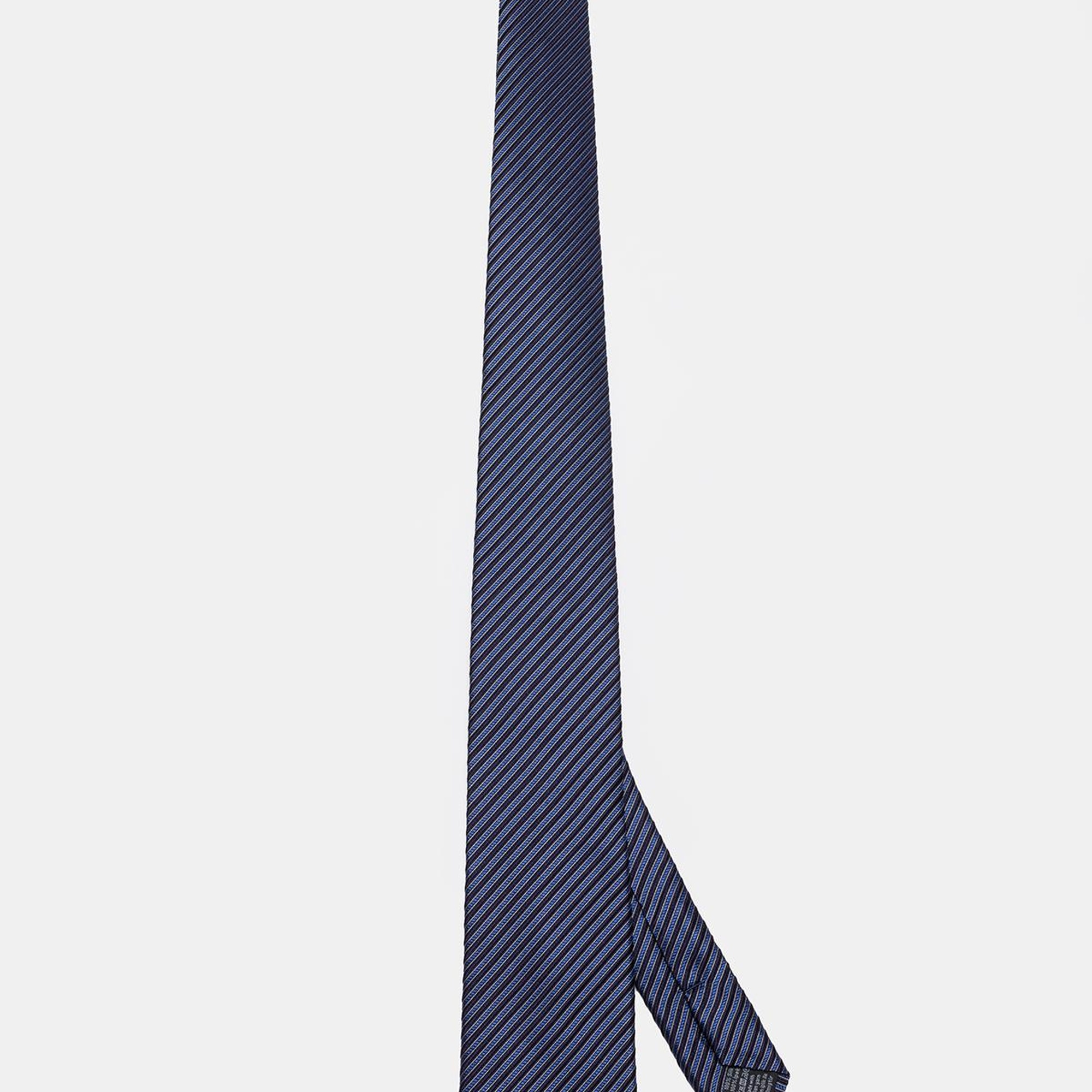 Erkek Lacivert Çizgili İpek Kravat