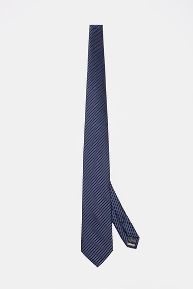  Erkek Lacivert Çizgili İpek Kravat