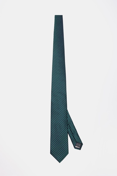  Erkek Yeşil Çizgili İpek Kravat