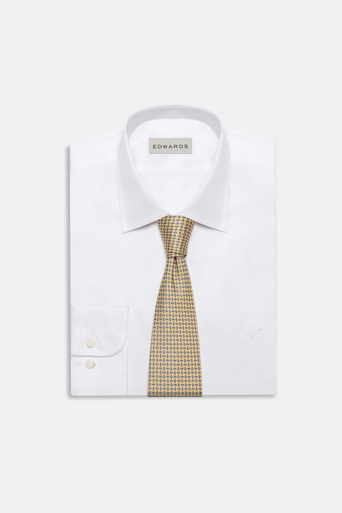  Erkek Sarı Desenli İpek Kravat