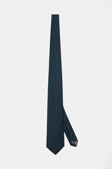  Erkek Yeşil Desenli İpek Kravat