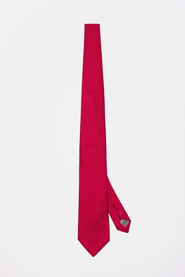  Erkek Kırmızı Düz Renk İpek Kravat
