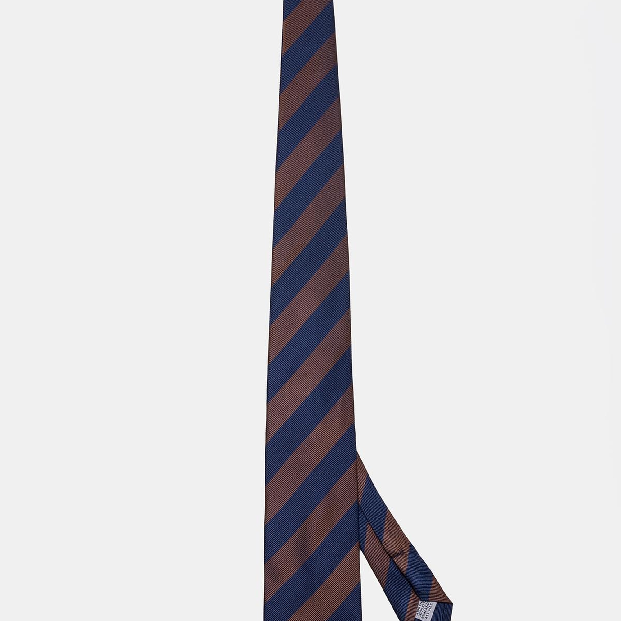 Erkek Kahverengi Çizgili İpek Kravat