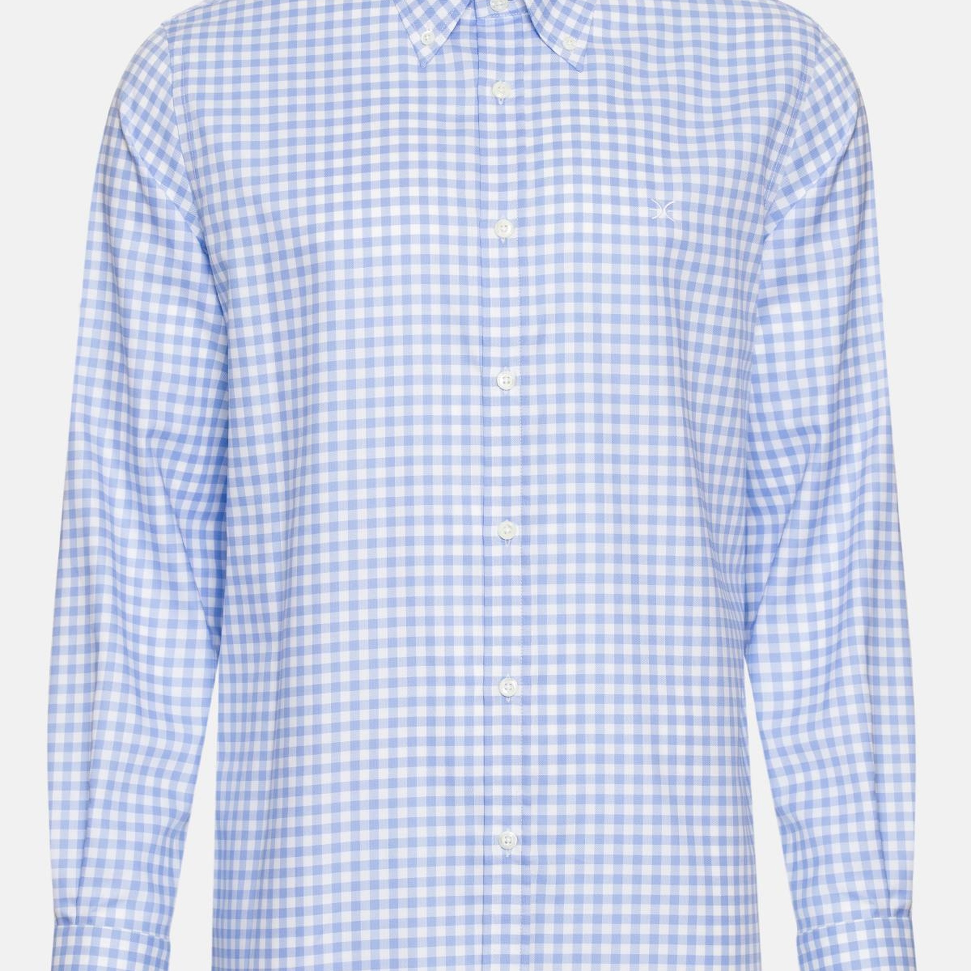 Erkek Mavi Cooper Fit Düğmeli Yaka Pötikareli Spor Gömlek