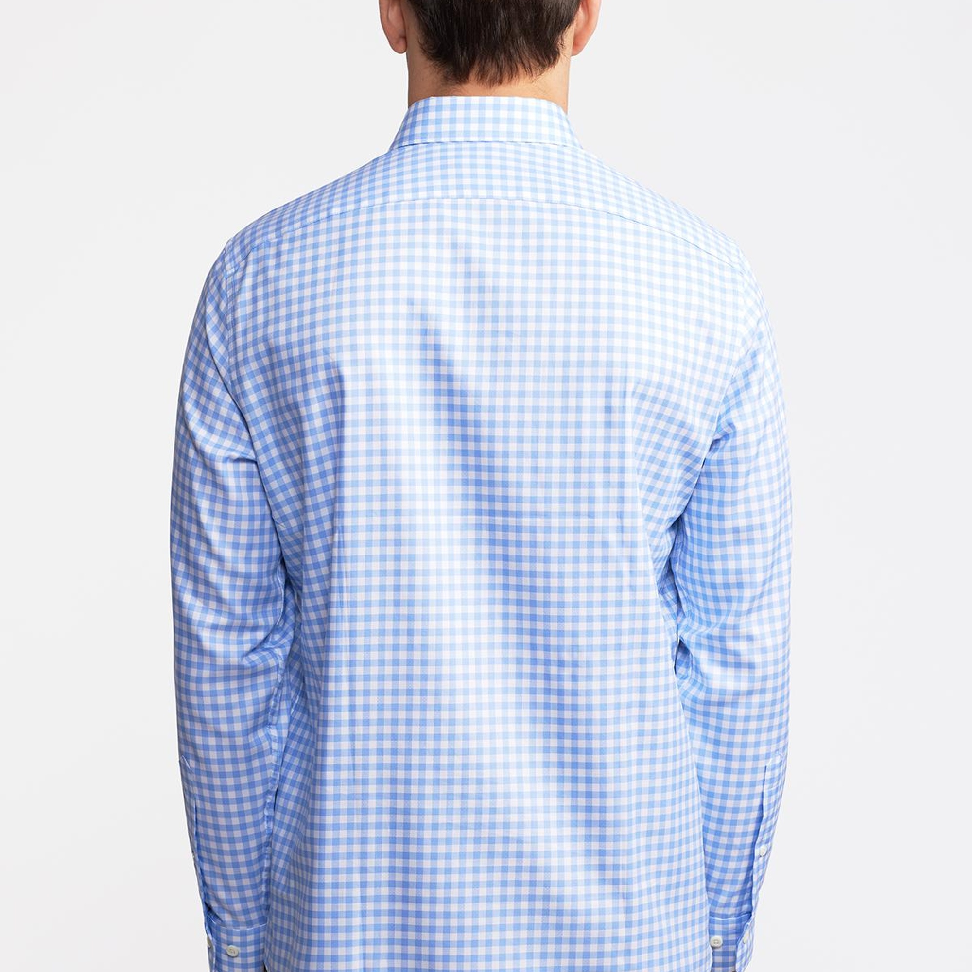 Erkek Mavi Cooper Fit Düğmeli Yaka Pötikareli Spor Gömlek