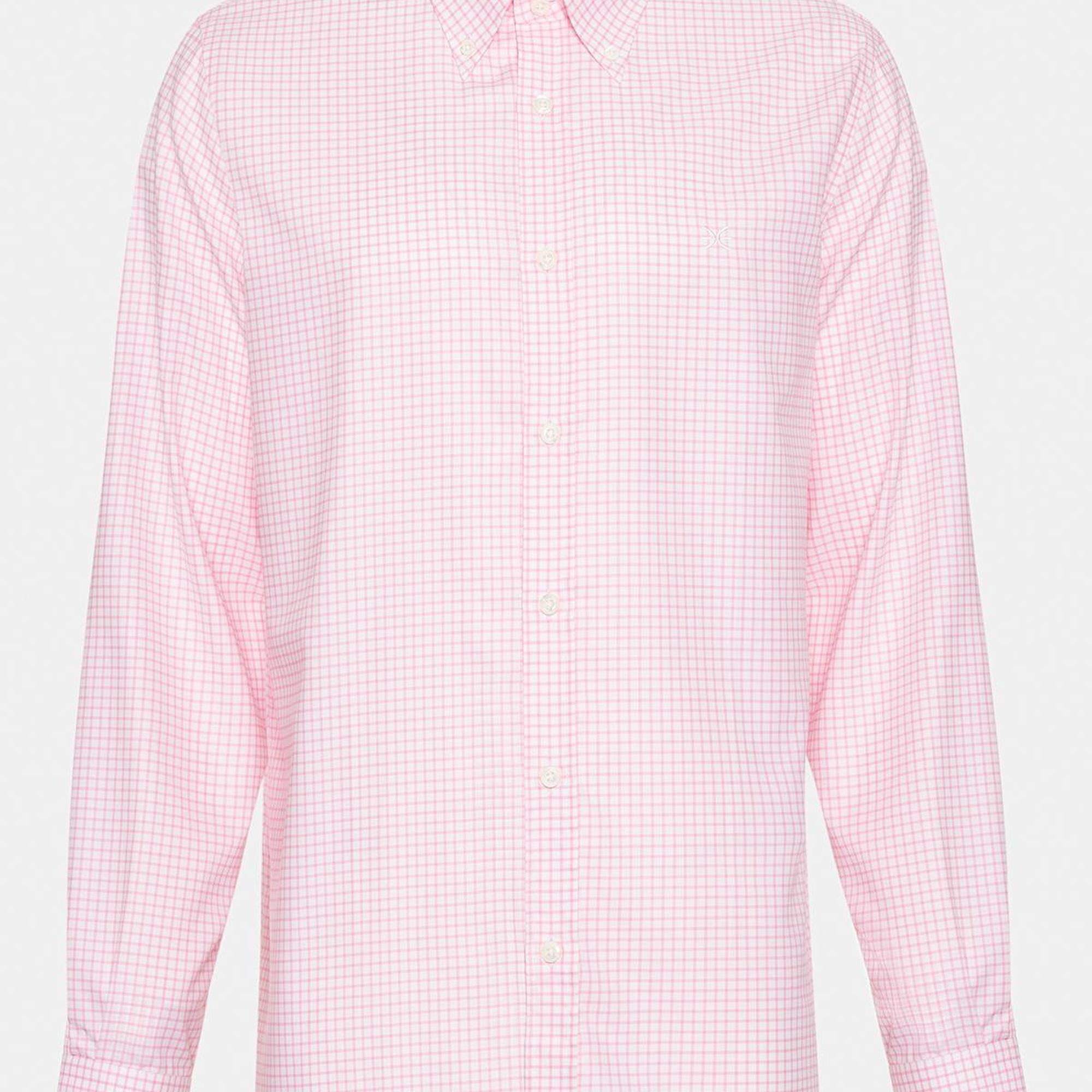 Erkek Pembe Cooper Fit Düğmeli Yaka Pötikareli Spor Gömlek