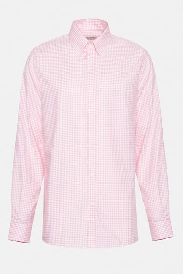  Erkek Pembe Cooper Fit Düğmeli Yaka Pötikareli Spor Gömlek