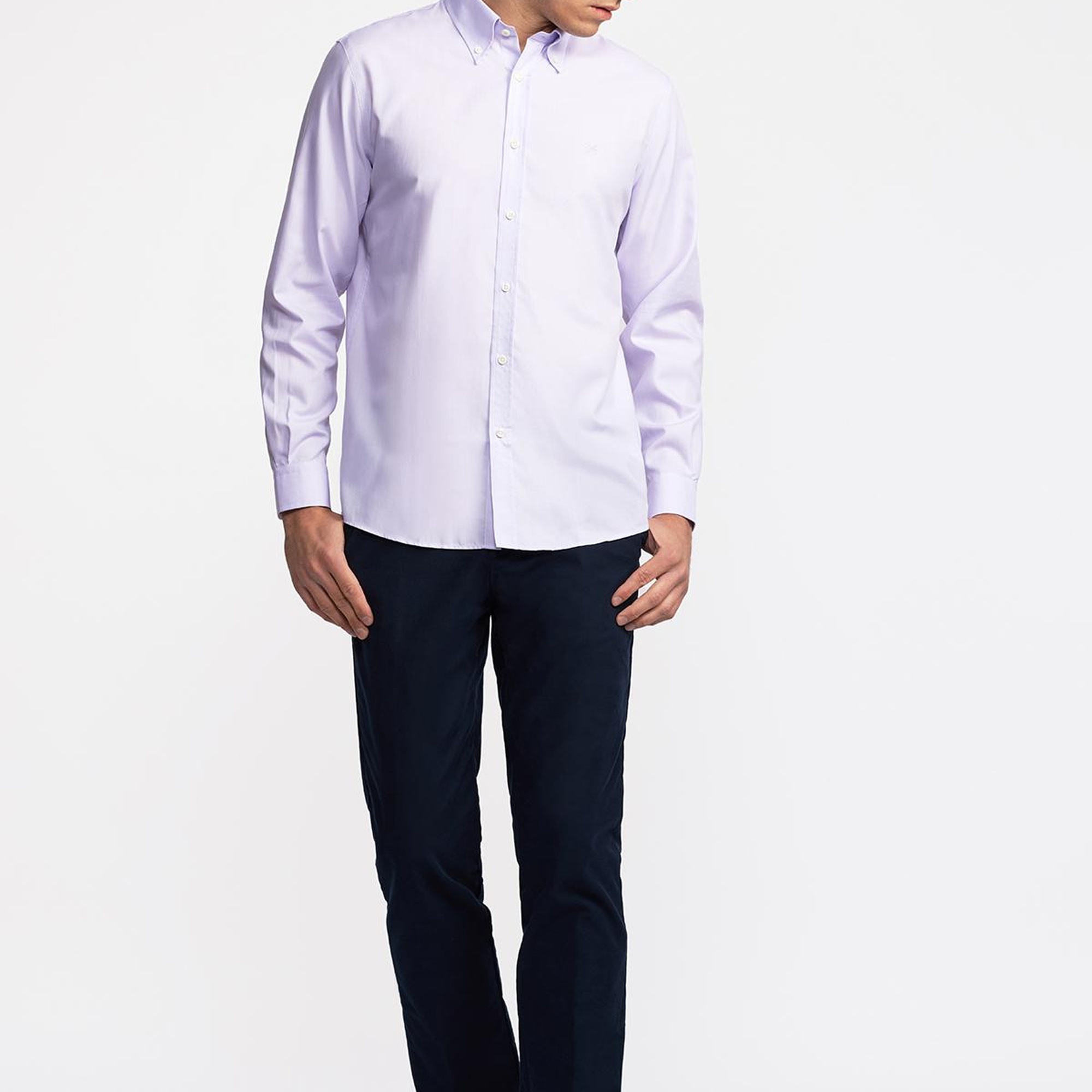 Erkek Pembe Cooper Fit Düğmeli Yaka Spor Gömlek