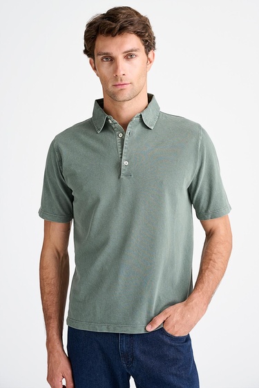  Erkek Yeşil Pike Polo Yaka T-Shirt