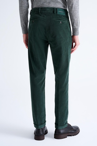  Erkek Koyu Yeşil Kadife Chino Pantolon