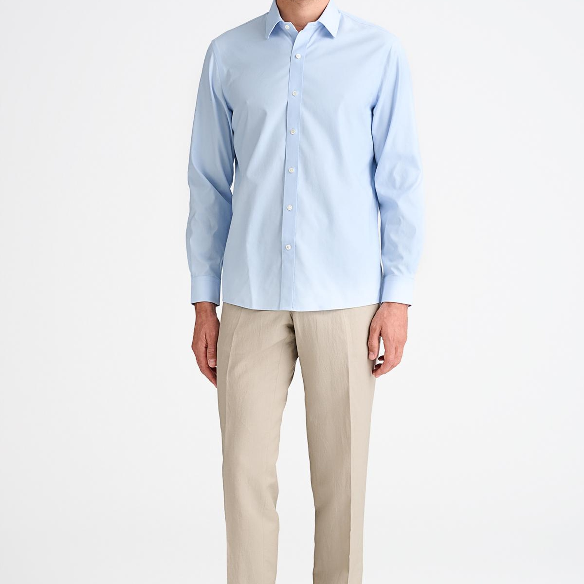 Erkek Mavi Cooper Fit Non-Iron Kravat Yaka Klasik Gömlek