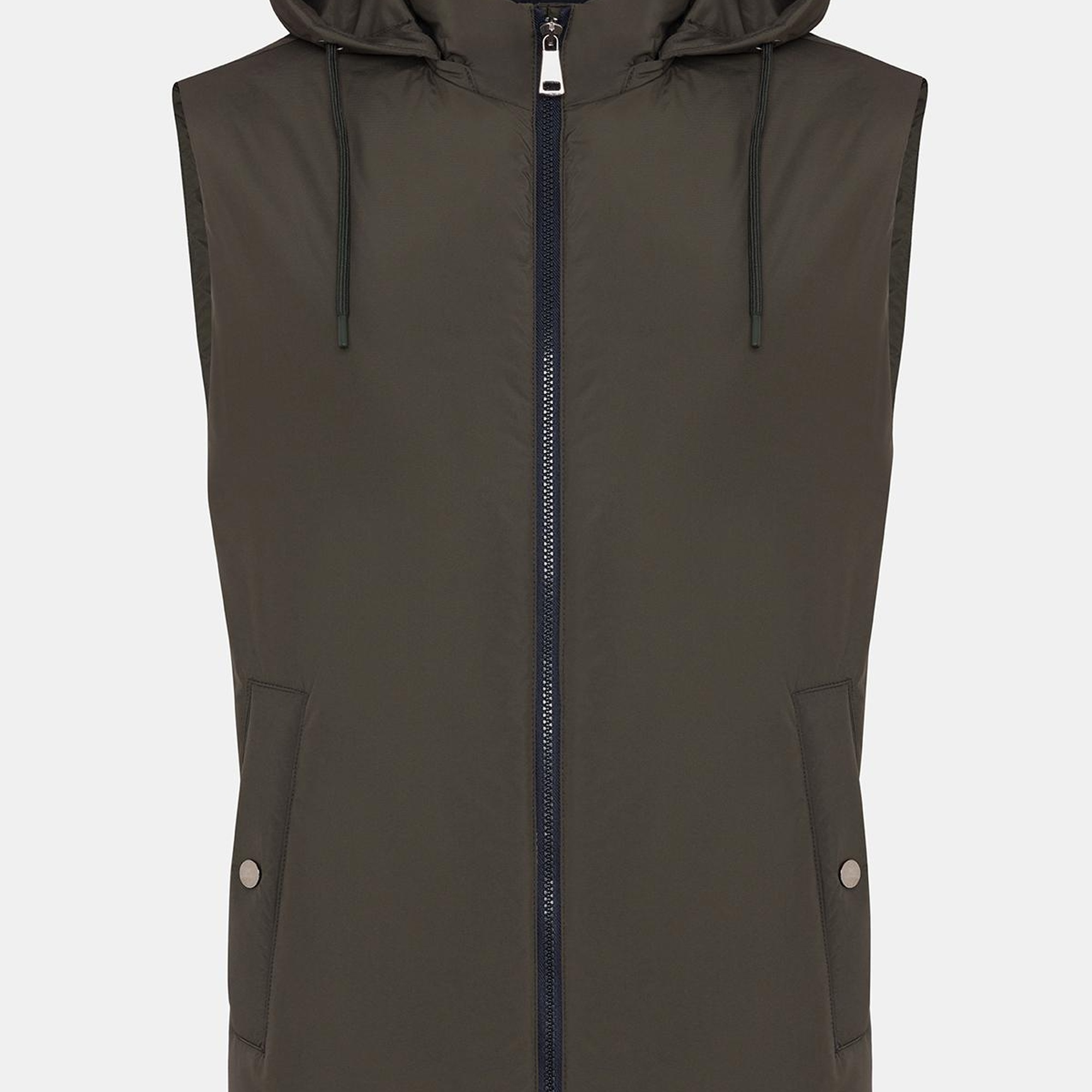 Erkek Haki Casual Kapüşonlu Yelek