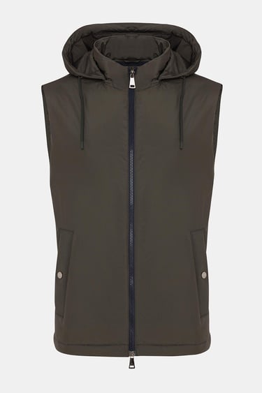  Erkek Haki Casual Kapüşonlu Yelek