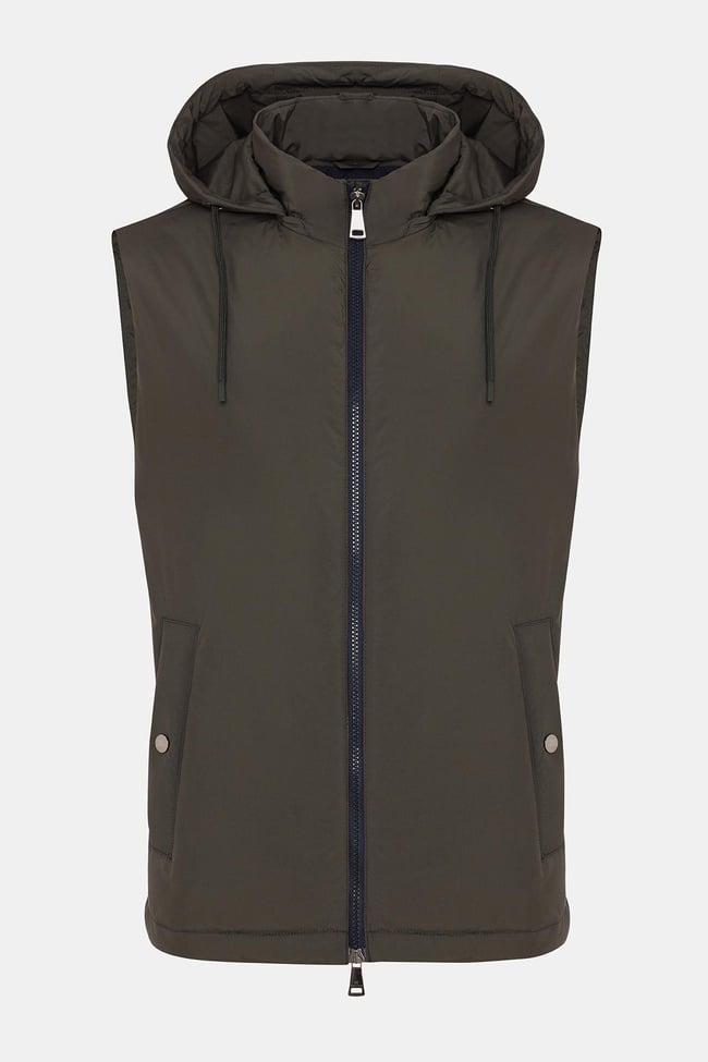  Erkek Haki Casual Kapüşonlu Yelek