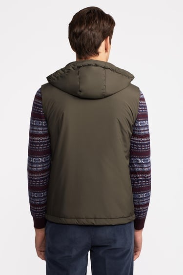  Erkek Haki Casual Kapüşonlu Yelek