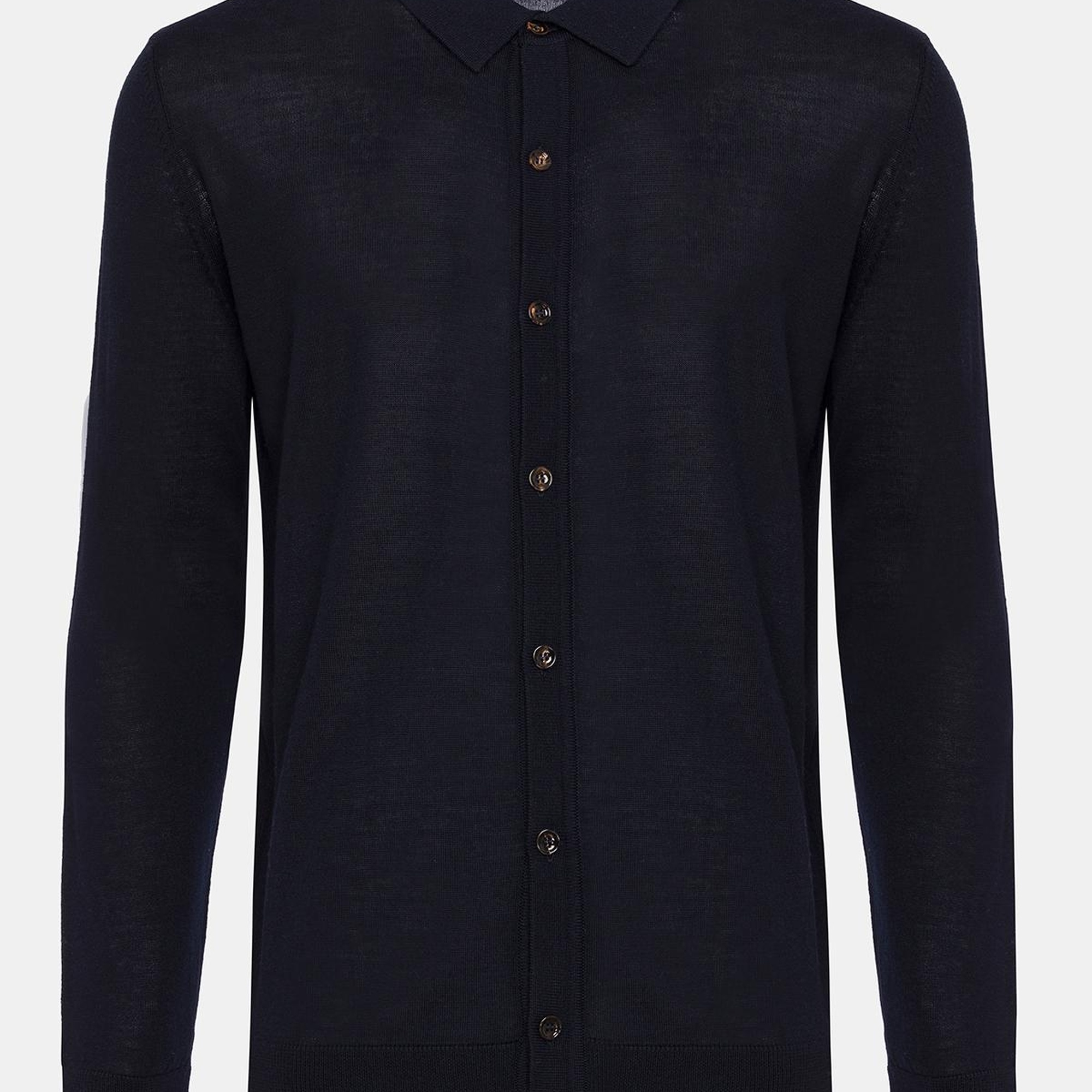 Erkek Lacivert Yün Düğmeli Gömlek Yakalı Kazak