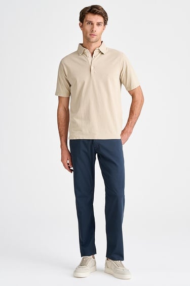  Erkek Bej Pike Polo Yaka T-Shirt