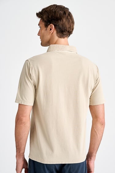  Erkek Bej Pike Polo Yaka T-Shirt