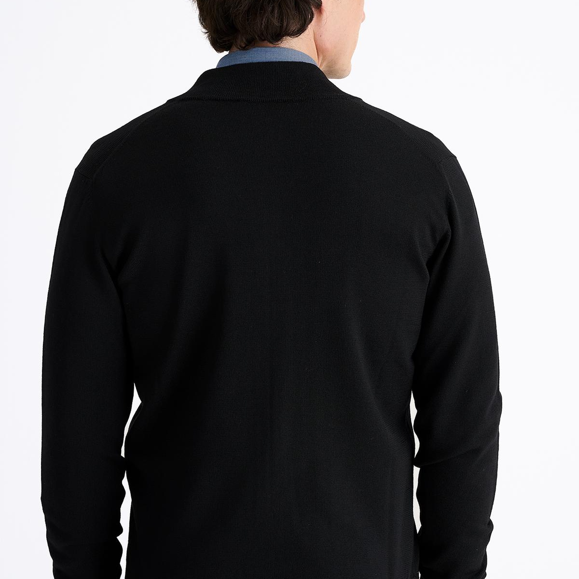 Erkek Siyah Extrafine Yün Fermuarlı Hırka