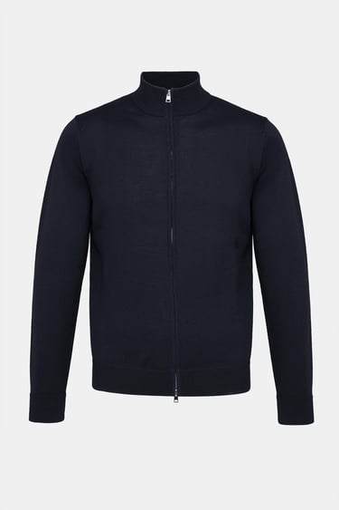  Erkek Lacivert Extrafine Yün Fermuarlı Hırka