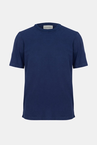  Erkek Mavi Bisiklet Yaka T-Shirt