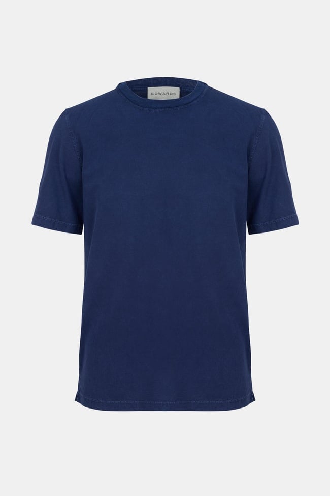  Erkek Mavi Bisiklet Yaka T-Shirt