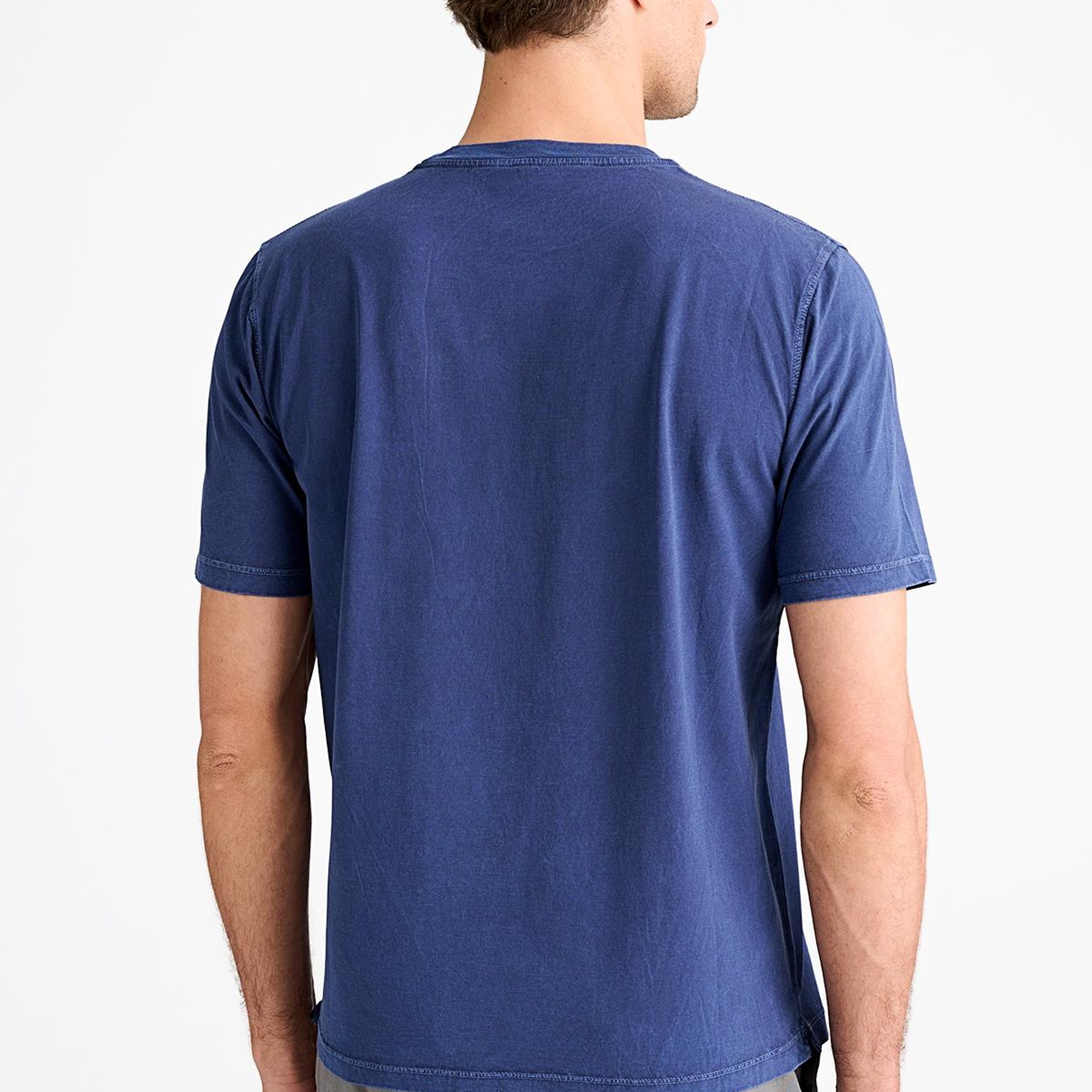 Erkek Mavi Bisiklet Yaka T-Shirt