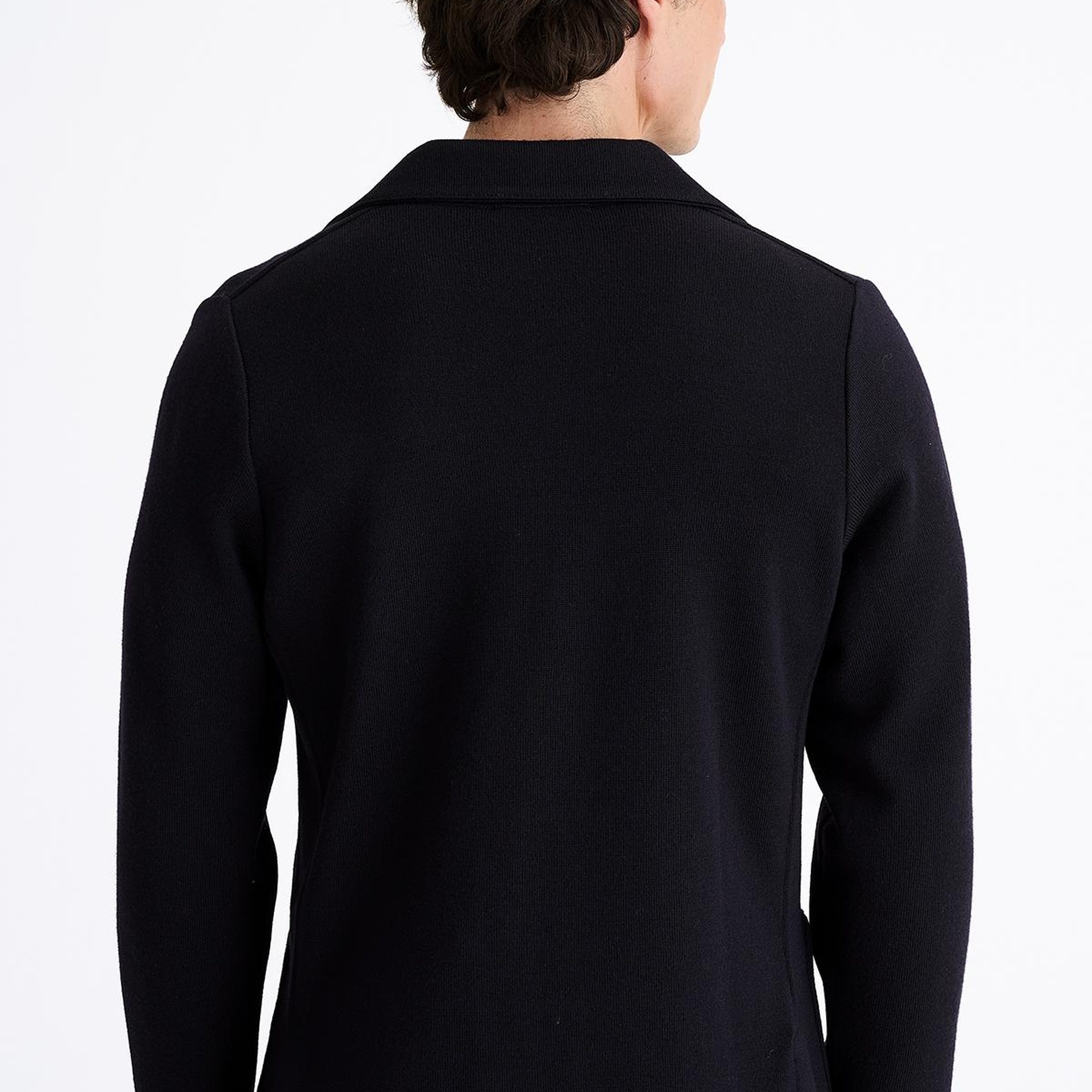 Erkek Lacivert Extrafine Yün Triko Ceket