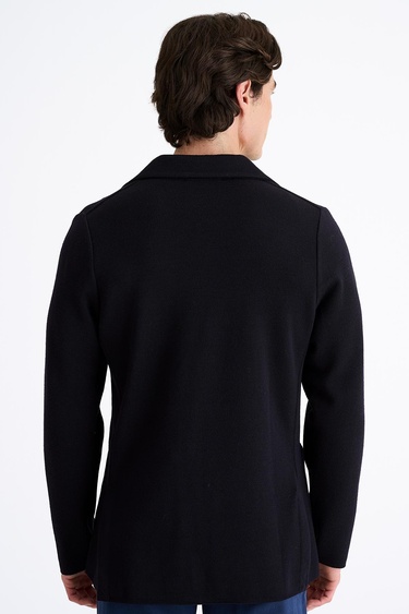  Erkek Lacivert Extrafine Yün Triko Ceket